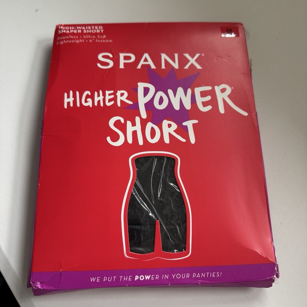 Spanx Women's Higher Power High-Waisted Shaper Panties Short Very Black Size 2X